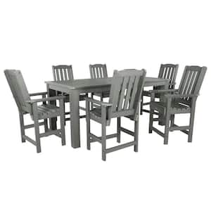 Lehigh Coastal Teak 7-Piece Recycled Plastic Rectangular Outdoor Balcony Height Dining Set