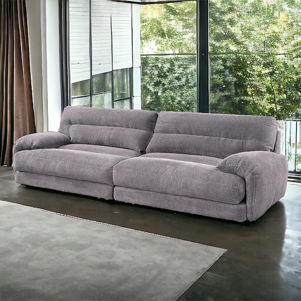 Acme Furniture Cadenza 42 in. Gray Corduroy Solid Microfiber 3-Loveseat with Armrests