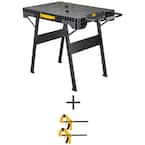 33 in. Folding Portable Workbench Sawhorse and 12 in. Medium Trigger Bar Clamp (2 Pack)