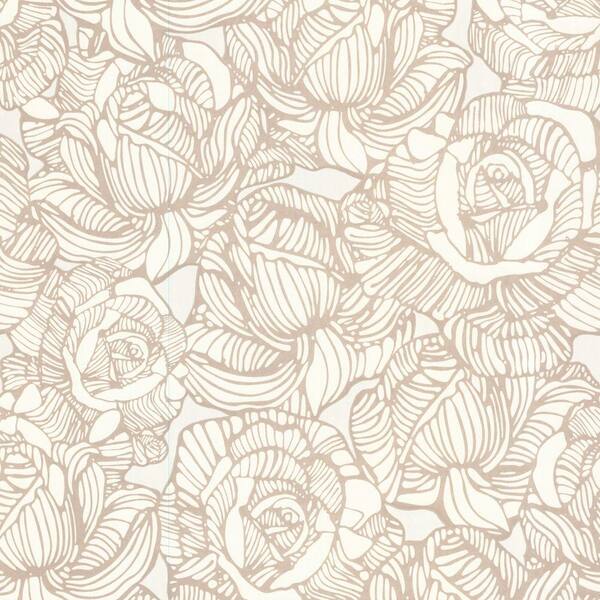 Beacon House Calista Beige Modern Rose Paper Strippable Roll Wallpaper (Covers 56 sq. ft.)