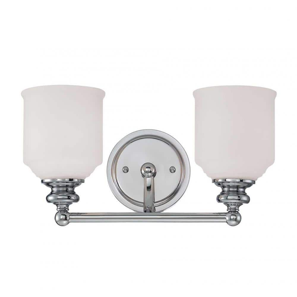 Savoy House 8-6836-2-11 Melrose 2 Light Bathroom Vanity Light in a Polished Chrome Finish with White Opal Etched Glass (14.5  W x 7.75  H)