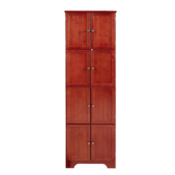 72.4 in. Tall Storage Cabinet Tall Storage Cabinet with 8 Doors and 4-Shelves, Freestanding Storage Cabinet, Cherry