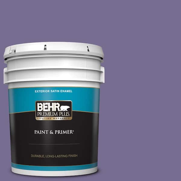 BEHR PREMIUM PLUS 5 gal. #650D-6 Purple Silhouette Satin Enamel Exterior Paint & Primer