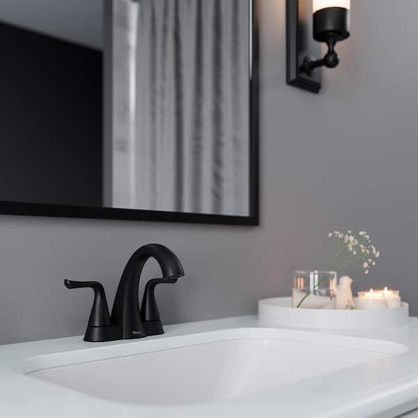 Willa 4 in. Centerset 2-Handle Bathroom Faucet in Spot Defense Matte Black
