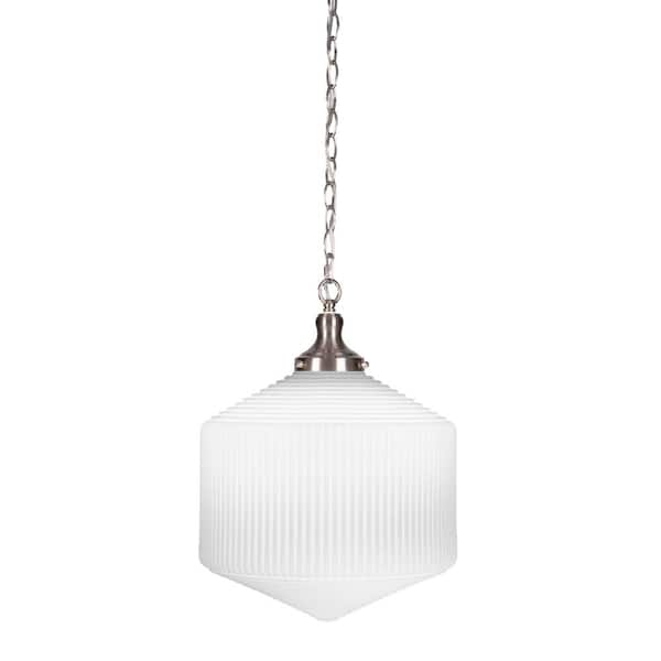Unbranded Orleans 60-Watt 1-Light Brushed Nickel Shaded Mini Pendant Light with Glass Shade