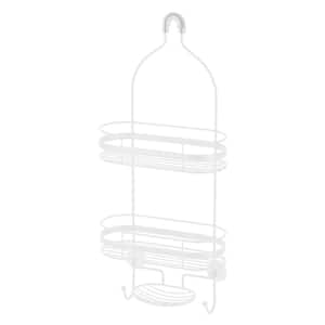 3-Tier Over the Shower Caddy with Banded Accents in Matte White