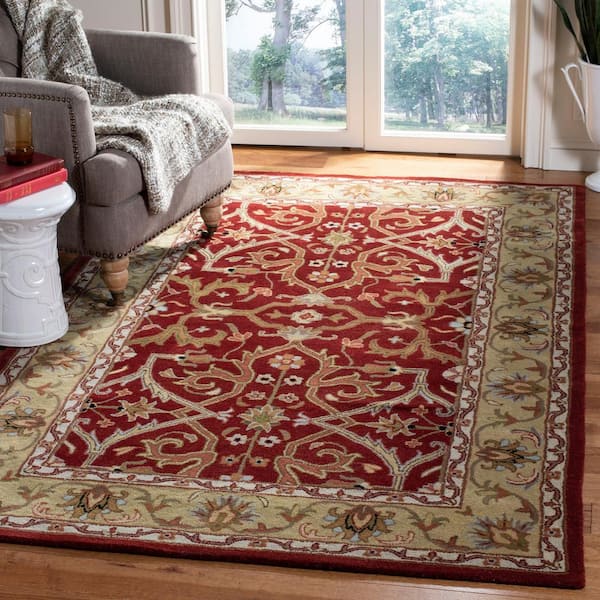 Heritage Red/Gold 5 ft. x 8 ft. Antique Border Floral Area Rug