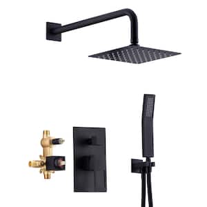 Modern 1-Handle 1-Spray Shower Faucet 1.8 GPM with Pressure Balance in Matte Black(Valve Included)