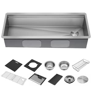 Rivet 16-Gauge Stainless Steel 45 in. Single Bowl Undermount Workstation Kitchen Sink with Accessories