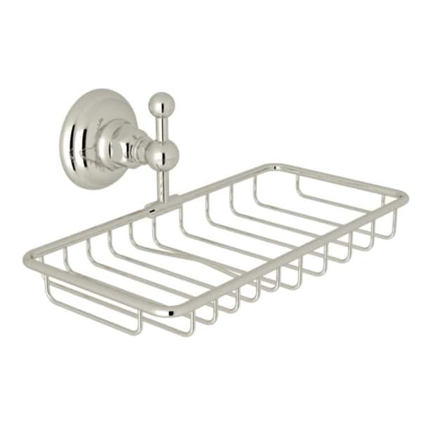 Italian Bath Wall Mounted Double Soap Basket Holder in Polished Nickel