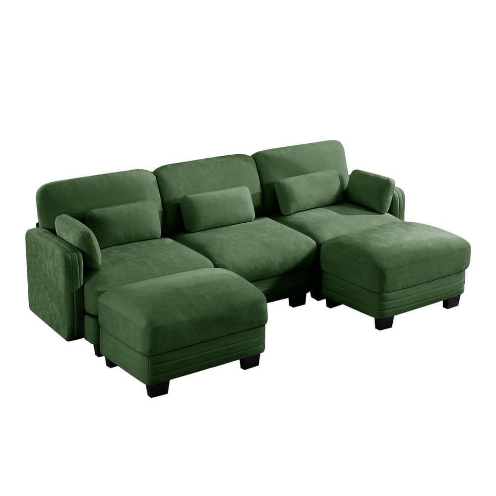 GDFSTUDIO 100 in. Square Arms Chenille U-Shaped Modular Sectional Sofa ...
