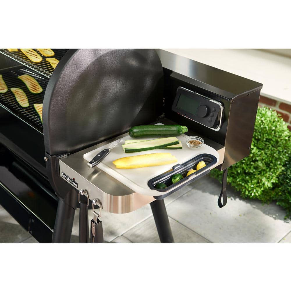Black and White Plastic Cutting Board with Catch Bin