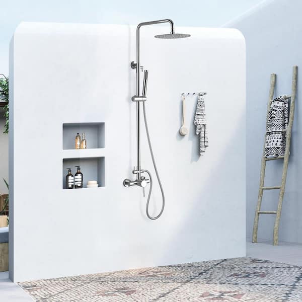 2-Spray Wall Bar Shower Kit with Hand Shower in Polished Chrome