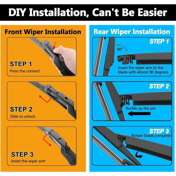 Set of 3 Front & Rear Wiper Blade for 2019-2023 Subaru Forester OEM Quality