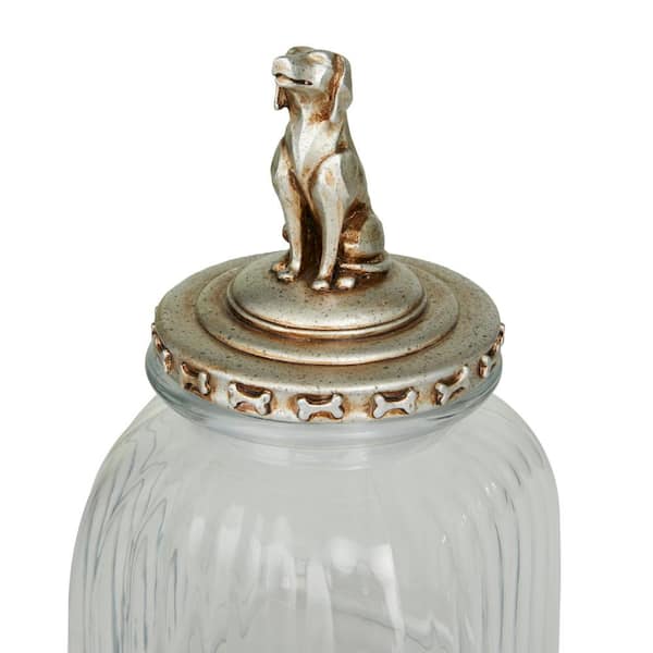 Stonebriar Collection Large Fluted Glass Canister with Decorative Lid 