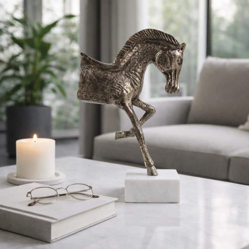 Bronze 8.75 in. x 13.5 in. Metal Galloping Horse Sculpture On Marble Base price history on PriceWatchPro