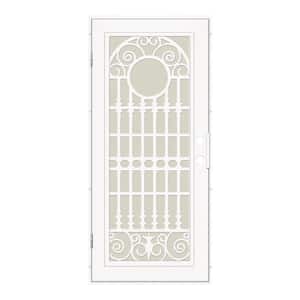 Spaniard 30 in. x 80 in. Right Hand/Outswing White Aluminum Security Door with Beige Perforated Metal Screen