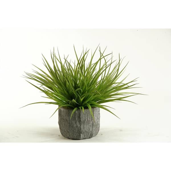 D&W Silks Artificial Indoor Wild Grass in Concrete Bowl