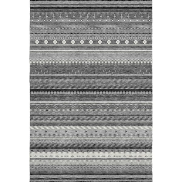 Mayfield Premium Machine Washable Abstract AMF2218 Gray 5 ft. x 7 ft. 6 in. Area Rug