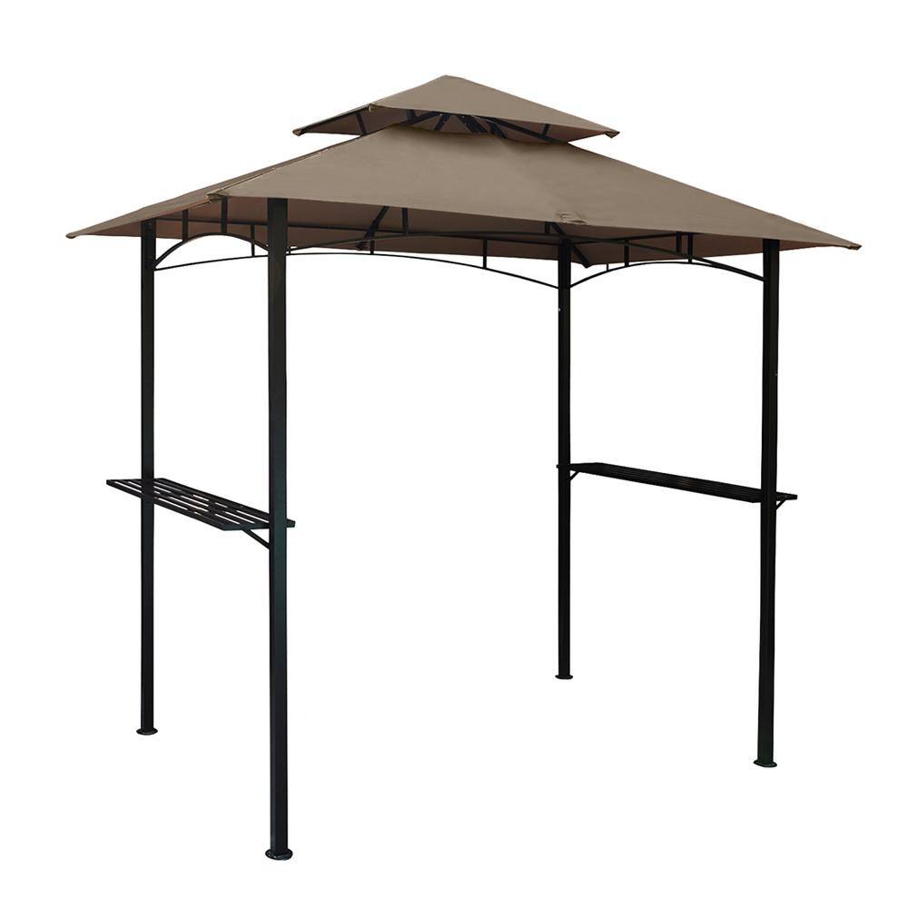 LAUREL CANYON 8 ft. x 5 ft. 2-Tier Steel Grill Gazebo with Shelves ...