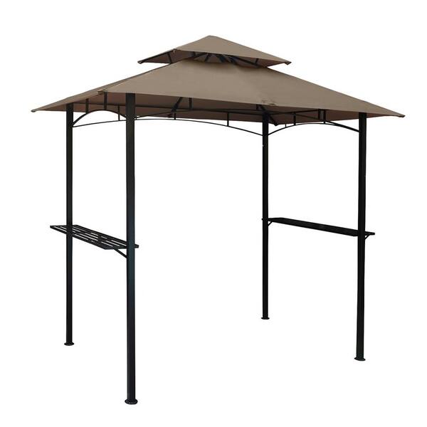 Laurel Canyon 8 Ft. X 5 Ft. 2-tier Steel Grill Gazebo With Shelves 