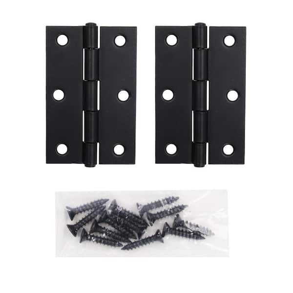 Everbilt 3 in. Matte Black Non-Removable Pin Narrow Utility Hinge (2-Pack)