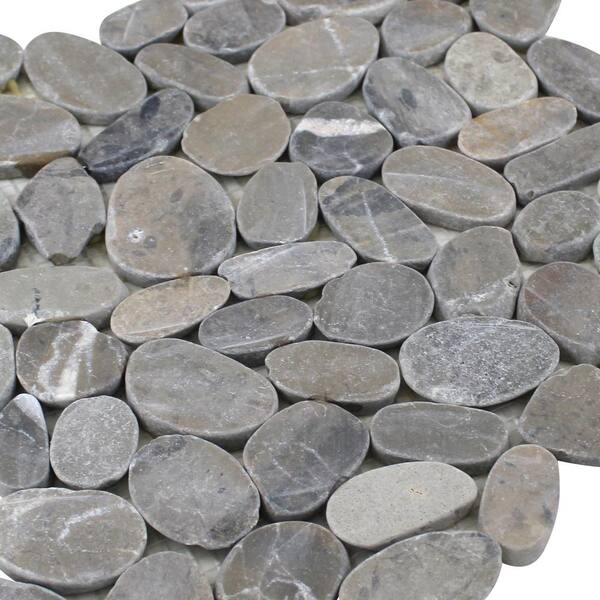 12 in. x 12 in. Light Grey Honed Sliced Pebble Floor and Wall Tile (5.0 sq. ft. / case) 12 in. x 12 in. Light Grey Honed Sliced Pebble Floor and Wall Tile (5.0 sq. ft. / case)