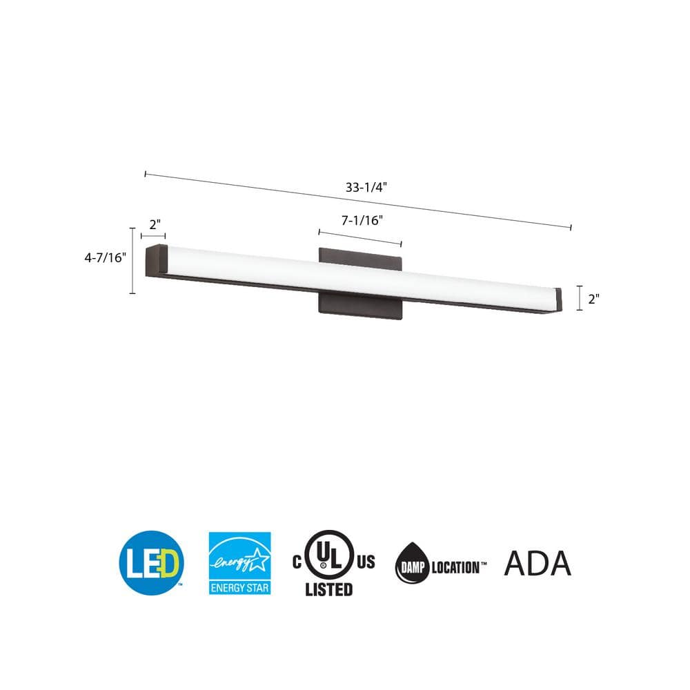 Contemporary Brushed Bronze LED Vanity Light with Dimmable Acrylic Shade