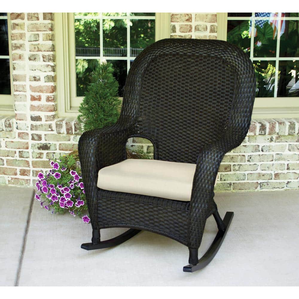Sea Pines Weather-Resistant Tortoise Wicker Rocking Chair Backyard Furnitur