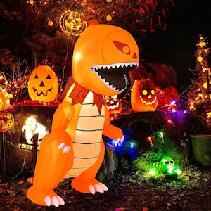8 ft. Inflatable Pumpkin. Dinosaur Halloween Decoration with Built-in LED-Lights