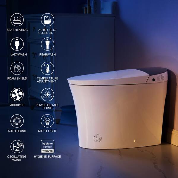 WELLFOR ARLO ADA Elongated LED Smart Bidet Toilet with Auto Open/Close/Flush