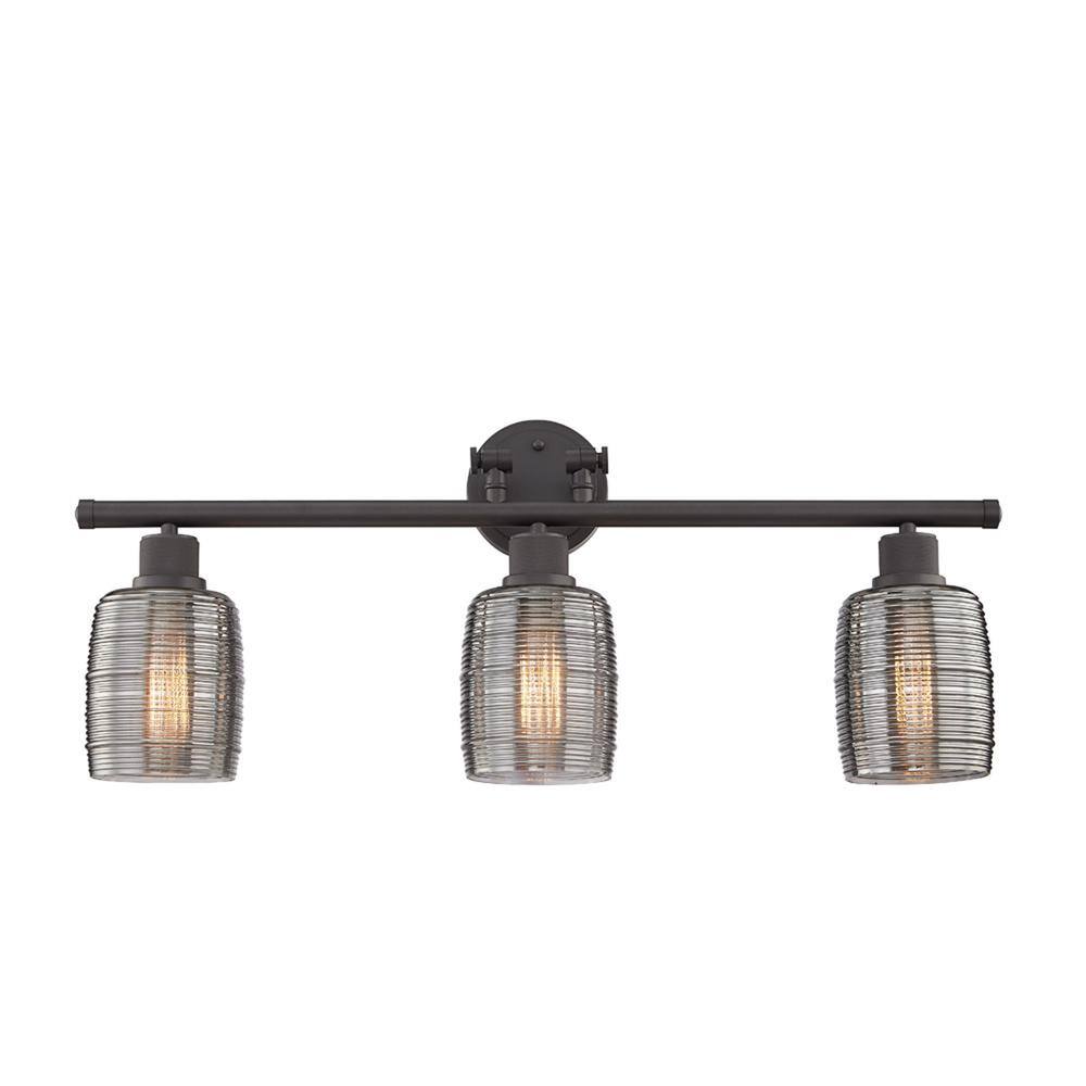 Laval 5 in. 3-Lights Vanity Light in Burning Gray with Smoked Glass