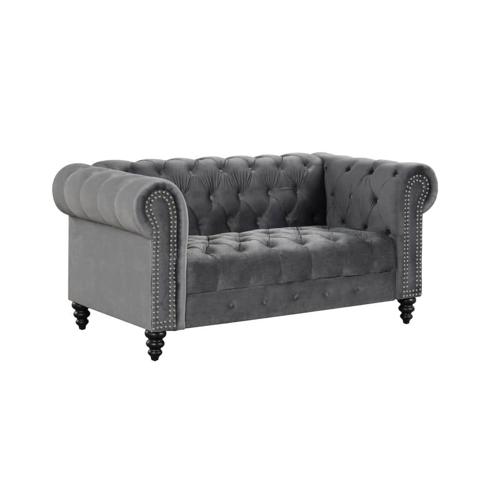 Best Master Furniture Flotilla 67 in. W Round Arm Velvet Chesterfield ...