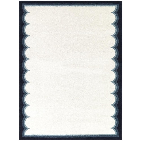 BALTA Marinatos Navy Blue 5 ft. x 7 ft. Border Area Rug