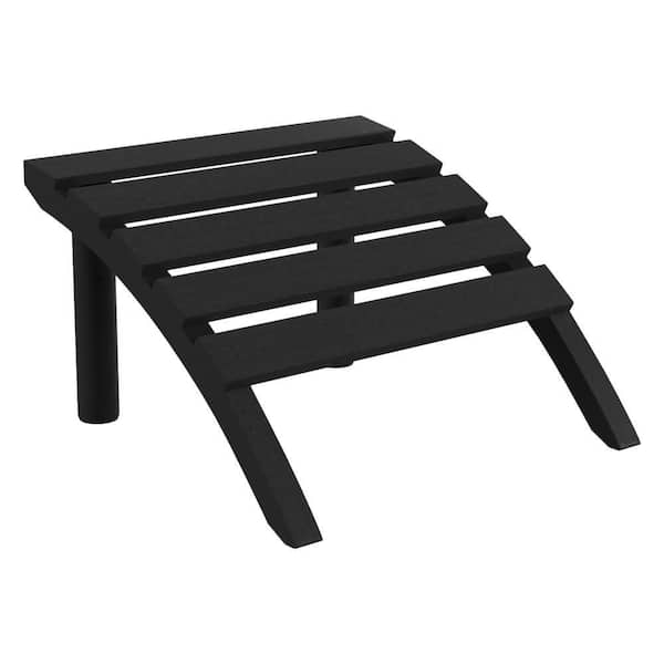 Coastline Black All Weather Poly Plastic Outdoor Patio Adirondack Ottoman