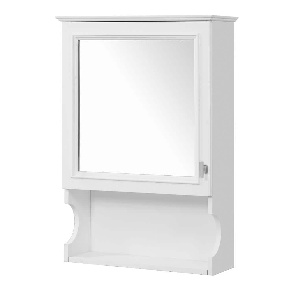 20 in. W x 29 in. H White Rectangular Wood Medicine Cabinet with Mirror & Adjustable Storage Shelf for Bathroom price history on PriceWatchPro