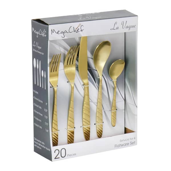 48 pcs Gold Silverware Set with Organizer, Stainless Steel Flatware with  Steak Knife for 8, KITWARE Utensil Cutlery with Metal Tray, Home Kitchen