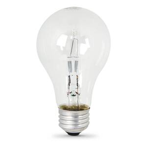 60-Watt Equivalent A19 E26 Halogen Clear Light Bulb, Soft White 2700K (2-Pack)
