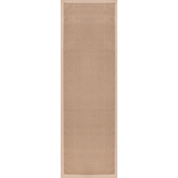 nuLOOM Laurel Solid Bordered Beige 3 ft. x 12 ft. Runner Rug