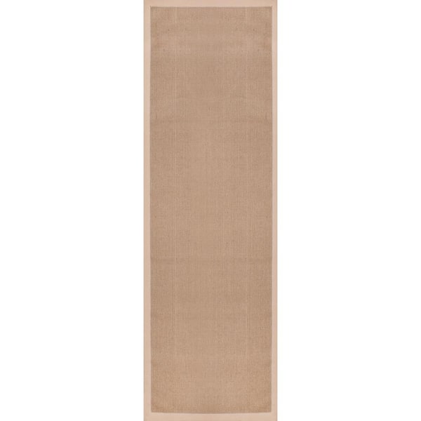 nuLOOM Laurel Solid Bordered Beige 3 ft. x 12 ft. Runner Rug