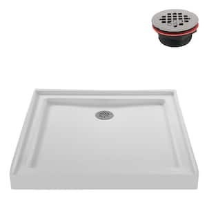 NT-121-36WH-AL 36 in. L x 36 in. W Alcove Acrylic Shower Pan Base in Glossy White with Center Drain, ABS Drain Included