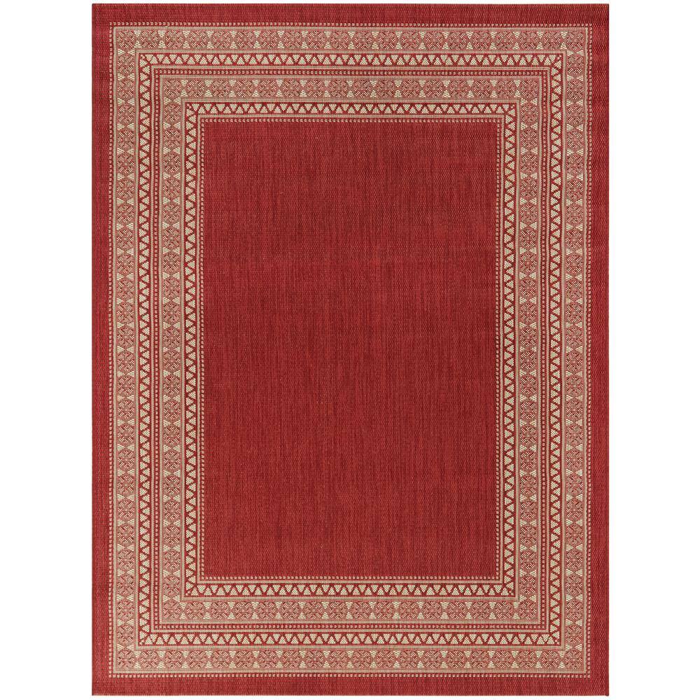 Red 8 ft. x 10 ft. Border Indoor/Outdoor Area Rug 3106059 The Home Depot