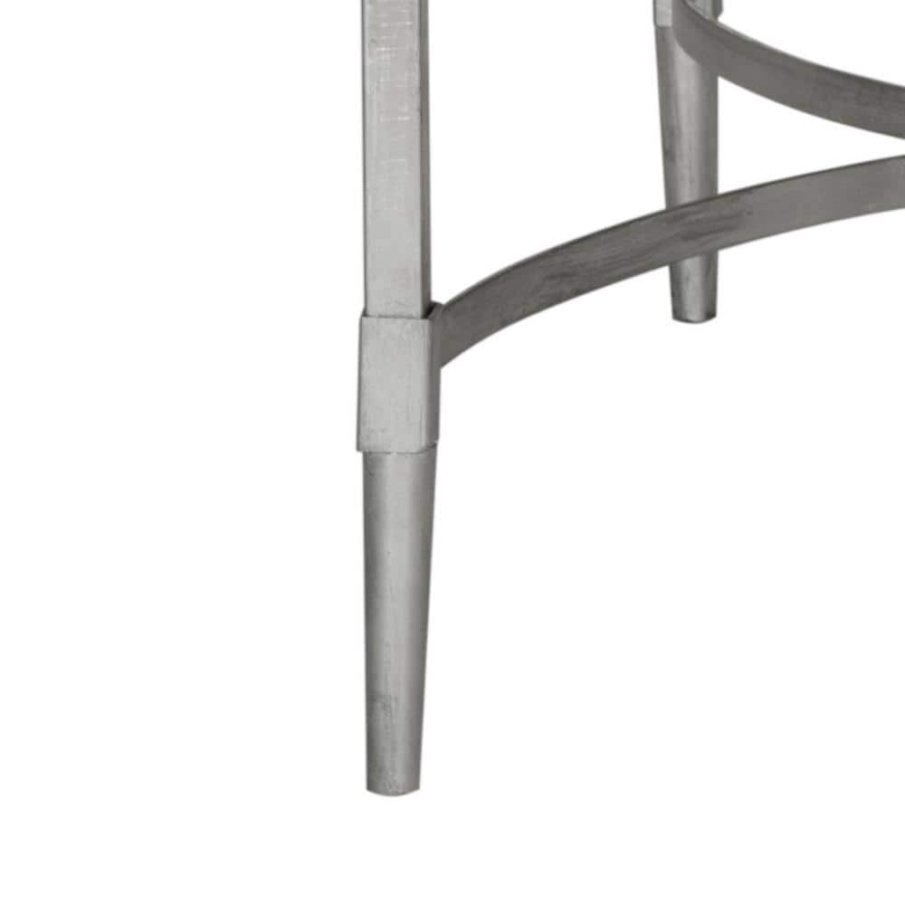 Transitional Rectangular Metal and Glass Coffee Table, Silver/Black