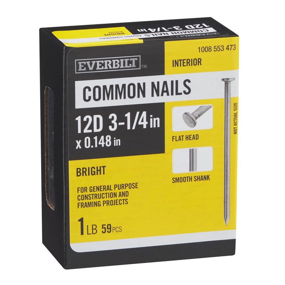 3-1/4 in. x 12D Bright Common Nails 1 lb. (59-Count) price history on PriceWatchPro