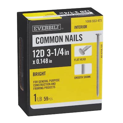 3-1/4 in. x 12D Bright Common Nails 1 lb. (59-Count)