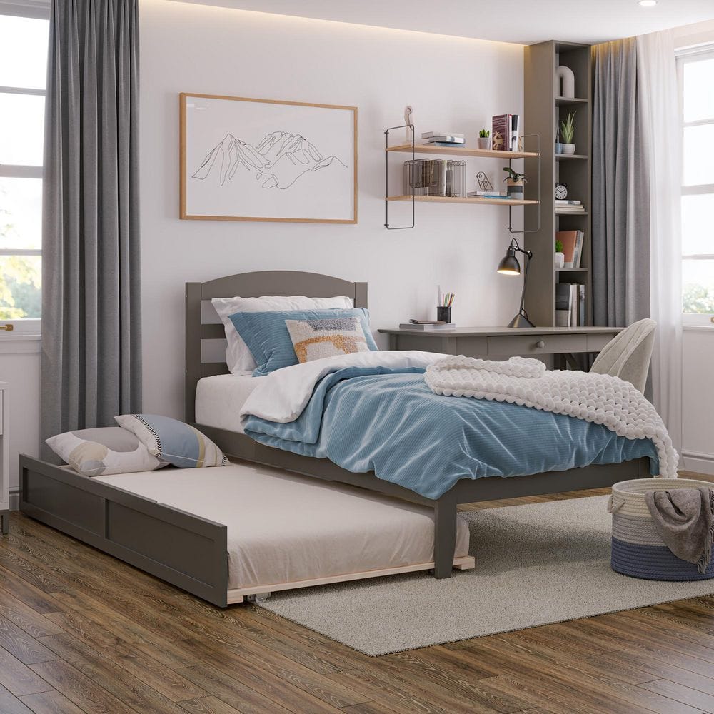 AFI Warren 38-1/4 in. W Grey Twin Solid Wood Frame with Twin Pull