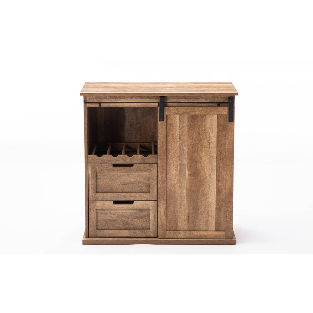 Boraam Weston Natural Sliding Barn Door Wine Cabinet 77417 - The Home Depot