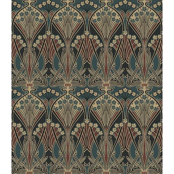 NextWall Aegean Blue and Clay Deco Dragonfly Vinyl Peel and Stick Wallpaper Roll (Covers 31.35 sq. ft.)
