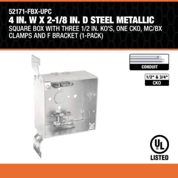 Southwire 4 in. W x 2-1/8 in. D Steel Metallic Square Box with