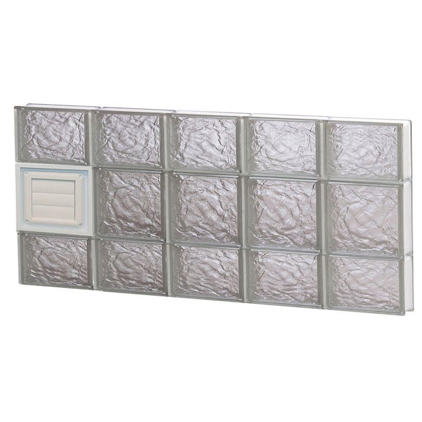Clearly Secure 38.75 in. x 19.25 in. x 3.125 in. Frameless Ice Pattern Glass Block Window with Dryer Vent